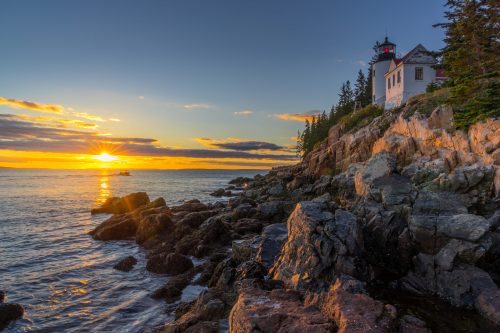 Bass Harbor Head Lighthouse bei Sonnenuntergang